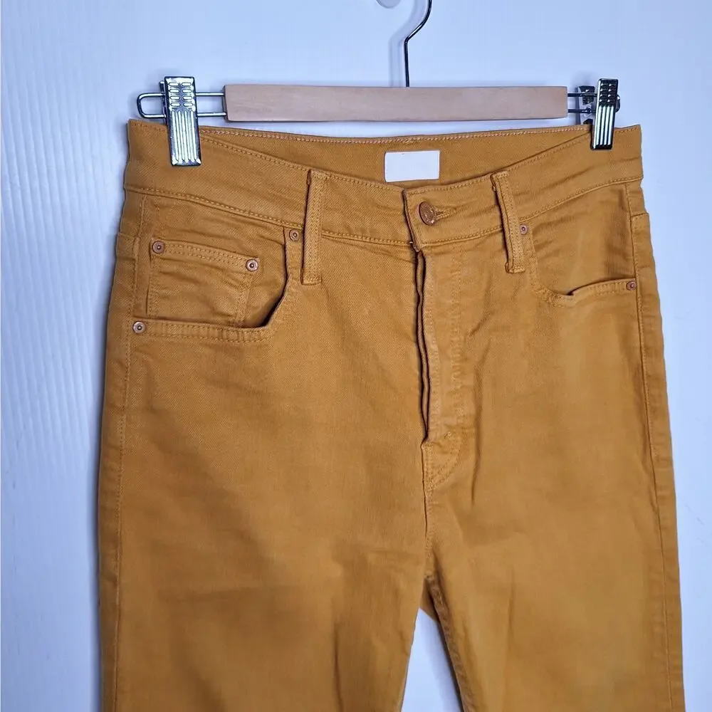 Mother Jeans Tomcat Ankle Fray Denim Buckthorn Mustard 27 (28 